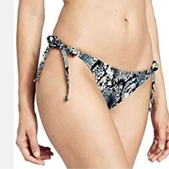 Shade & Shore Blue Snakeskin Print Cheeky Bikini Bottoms, Size Small NWT - Picture 1 of 7